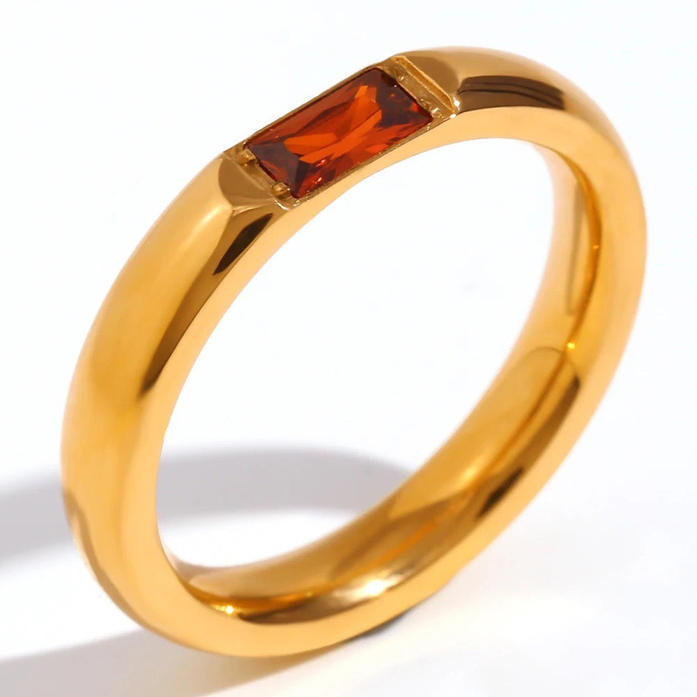 18k Baguette Cut Birthstone Ring — product detail