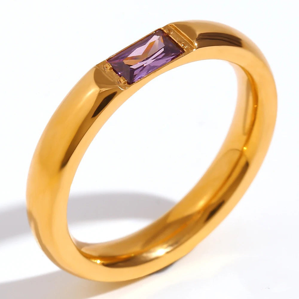18k Baguette Cut Birthstone Ring — product detail