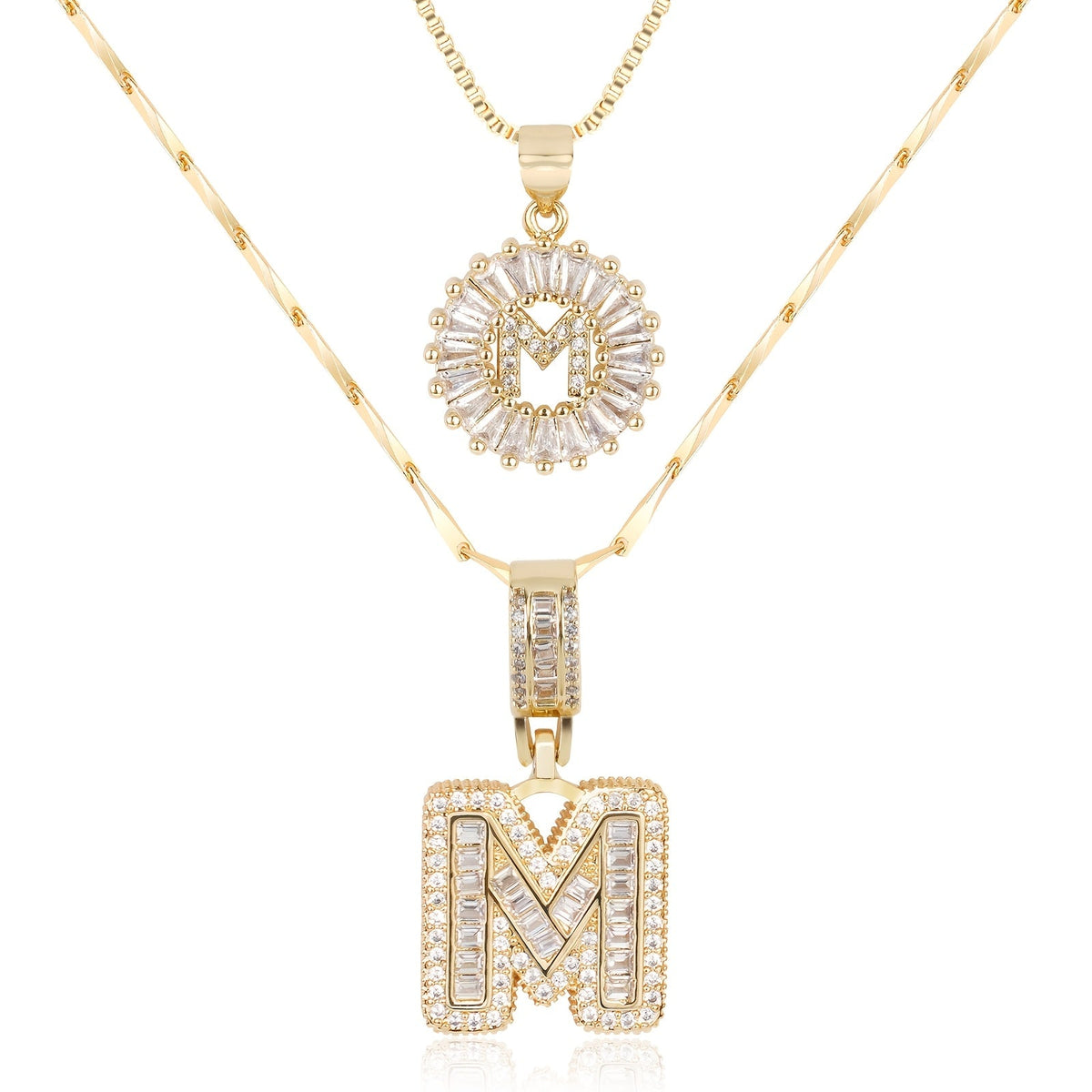 2pc 14k Sparkling Letter Initial Necklaces — product detail