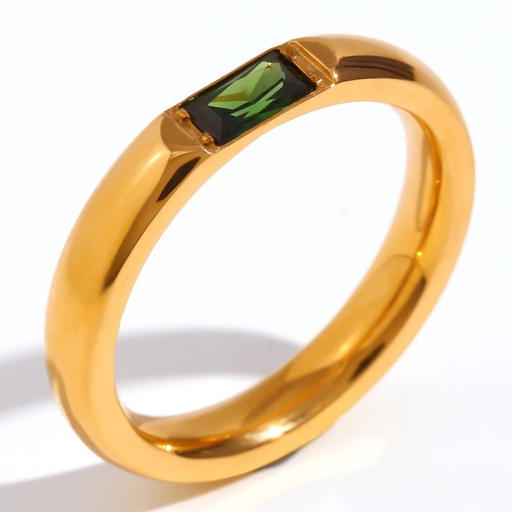 18k Baguette Cut Birthstone Ring — product detail