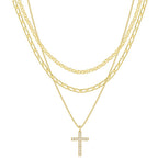 3pc 14k Layered Cross Necklace Stack — product detail