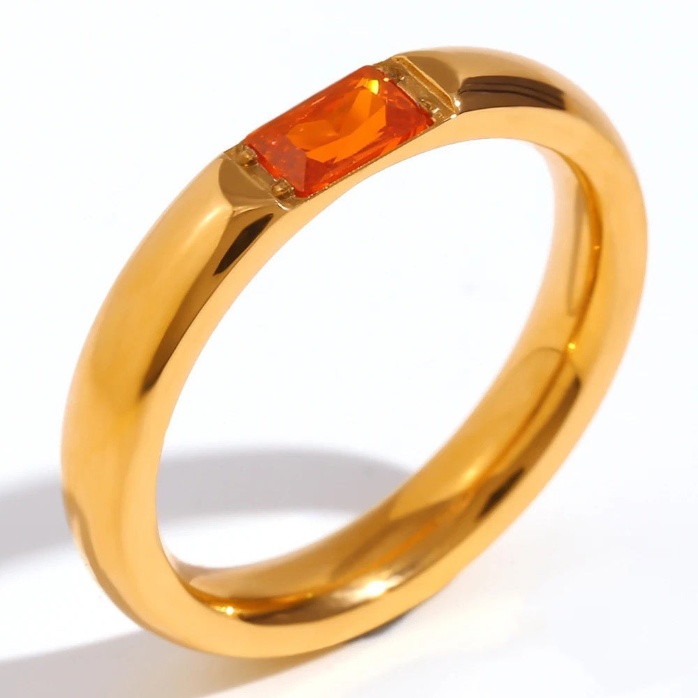 18k Baguette Cut Birthstone Ring — product detail