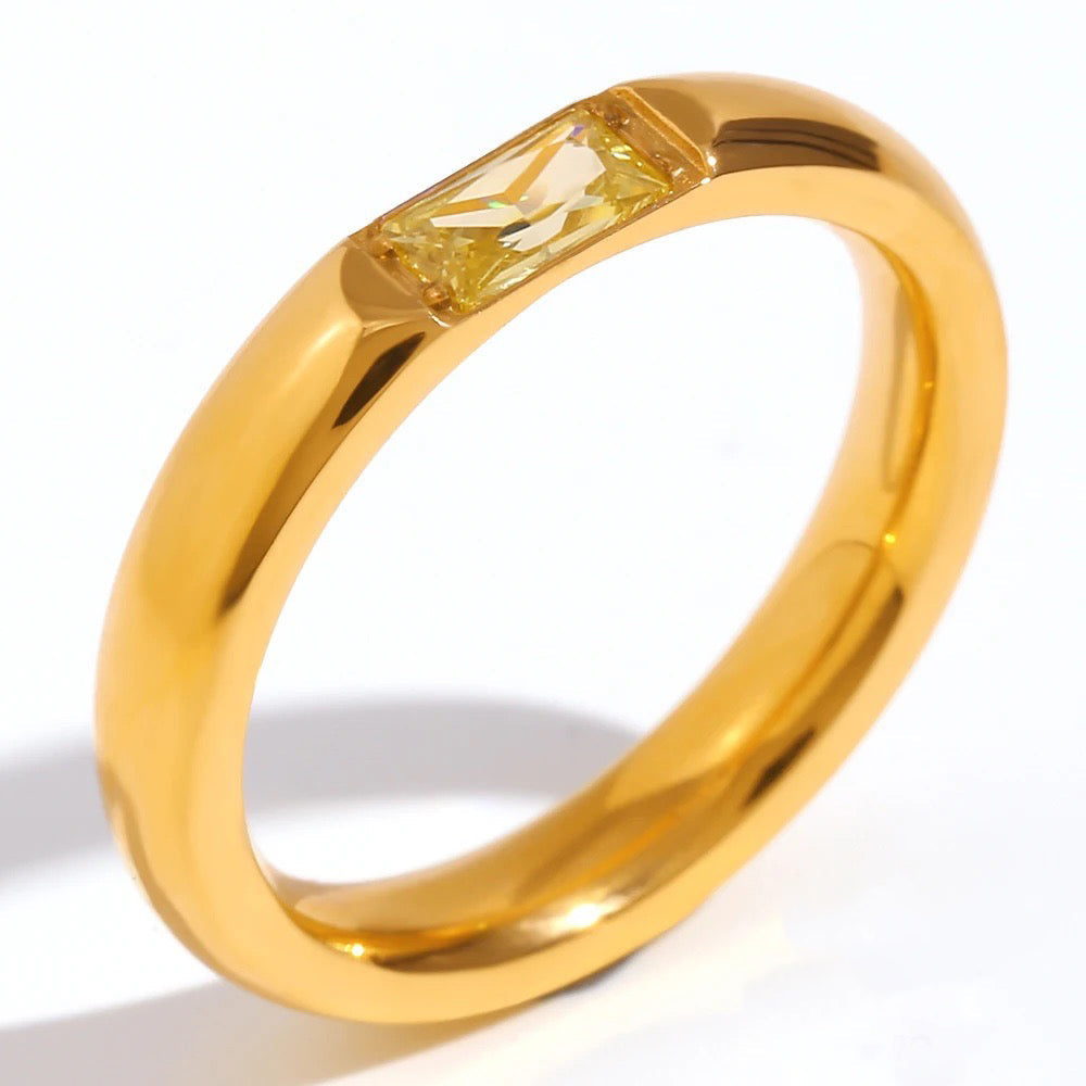 18k Baguette Cut Birthstone Ring — product detail