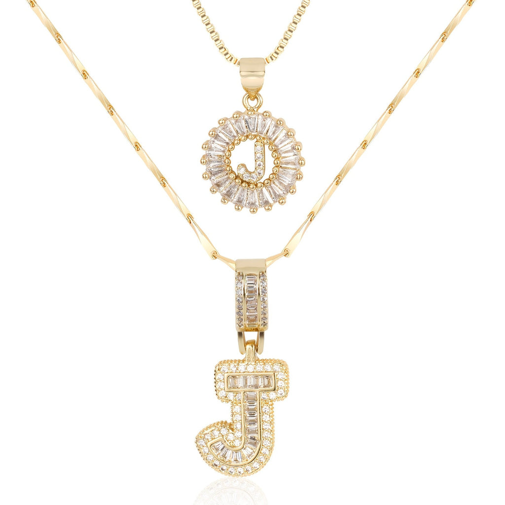 2pc 14k Sparkling Letter Initial Necklaces — product detail