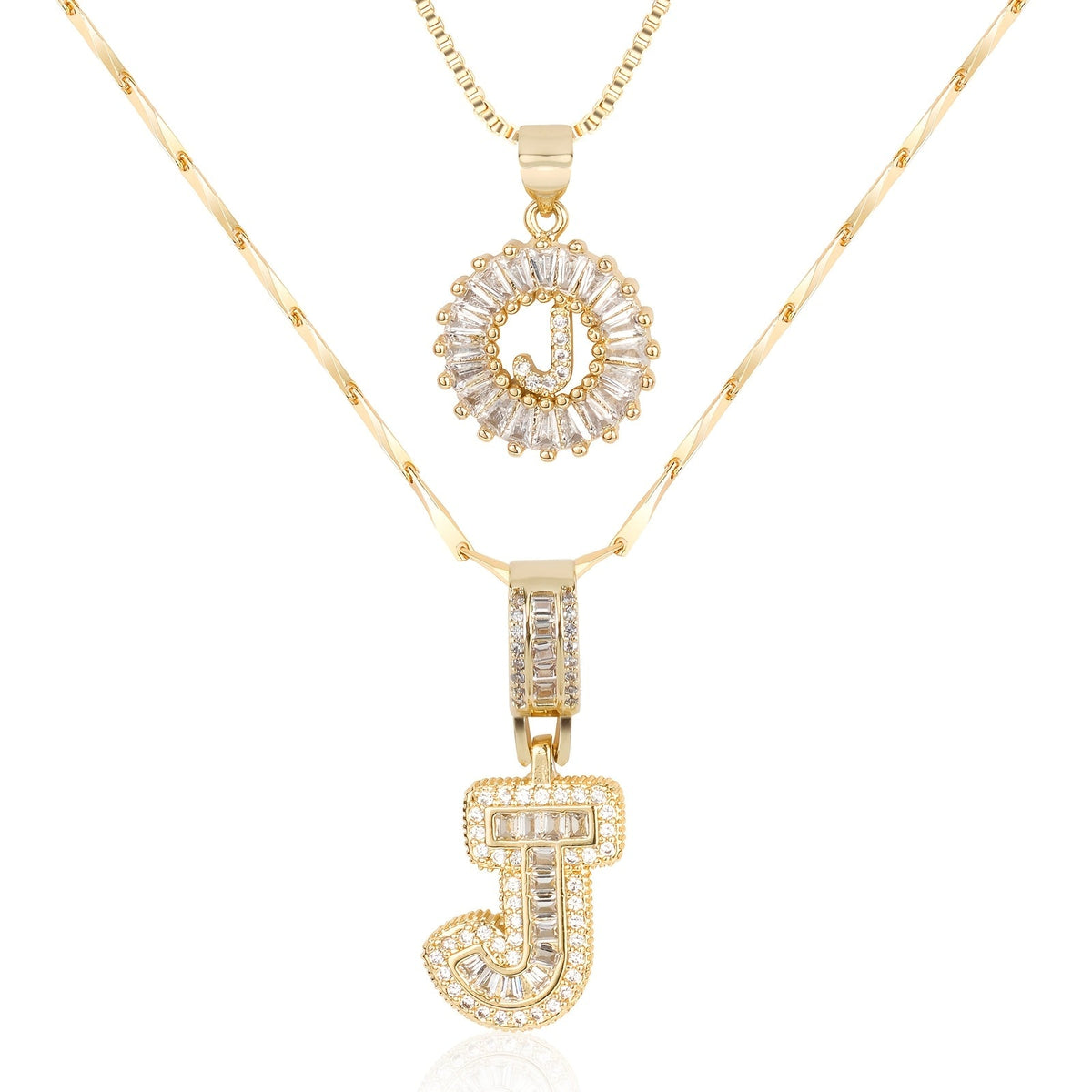2pc 14k Sparkling Letter Initial Necklaces — product detail