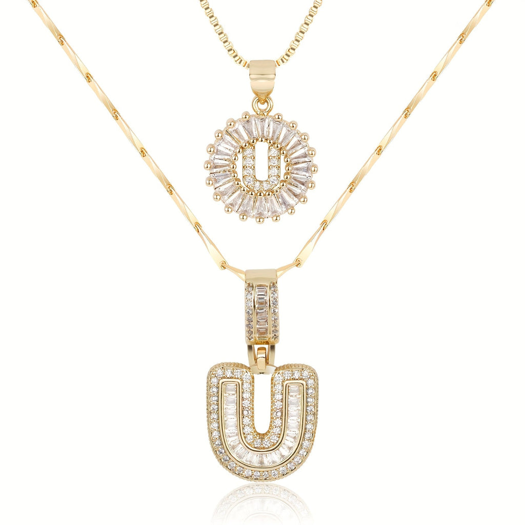 2pc 14k Sparkling Letter Initial Necklaces — product detail