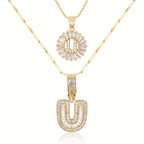 2pc 14k Sparkling Letter Initial Necklaces — product detail