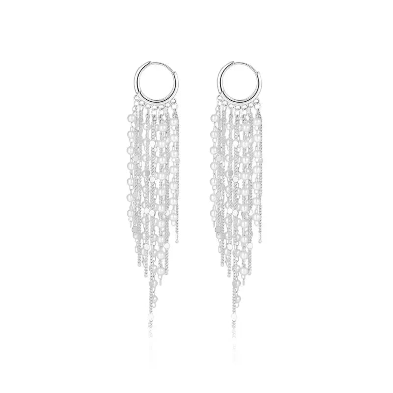 14k Tassel Chain Hoop Earrings — product detail