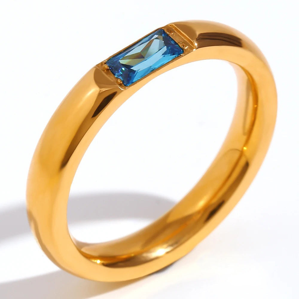 18k Baguette Cut Birthstone Ring — product detail