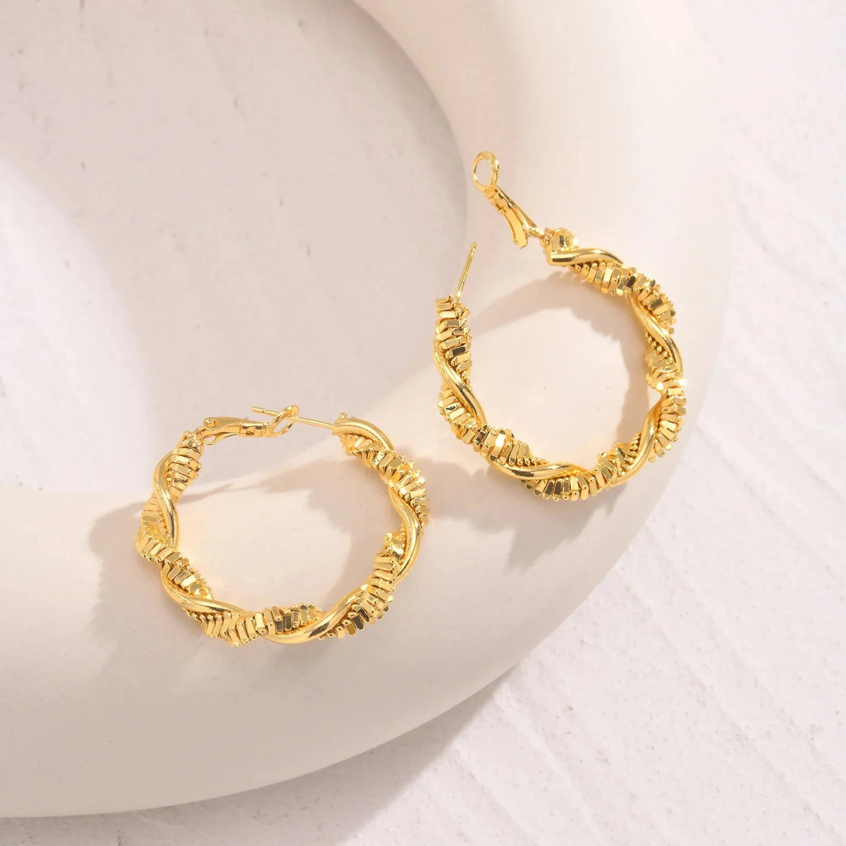 14k Deluxe Textured Spiral Hoop Earrings — product detail