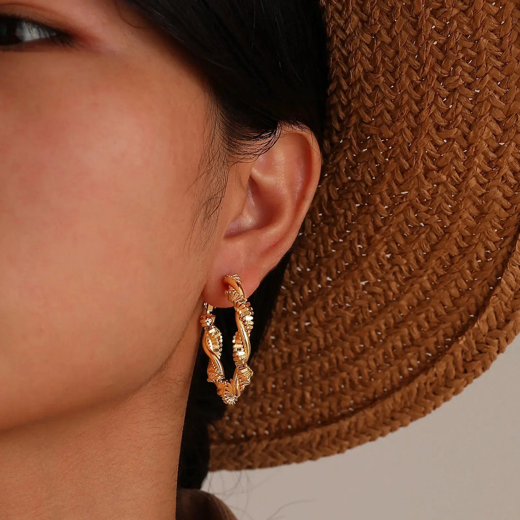 14k Deluxe Textured Spiral Hoop Earrings — product detail