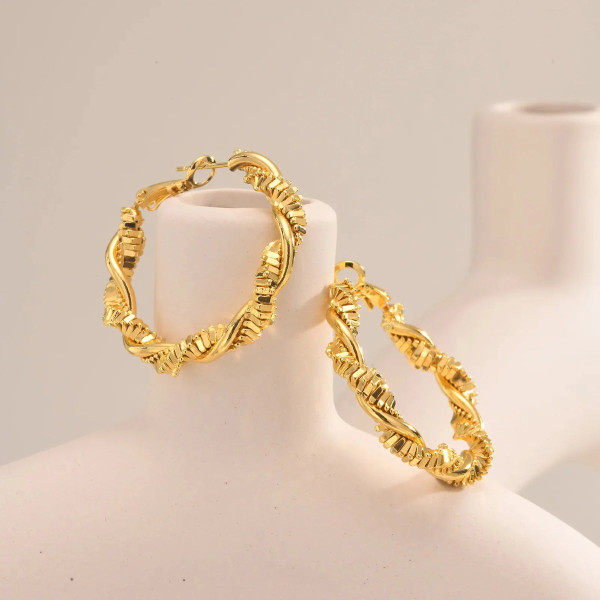 14k Deluxe Textured Spiral Hoop Earrings — product detail
