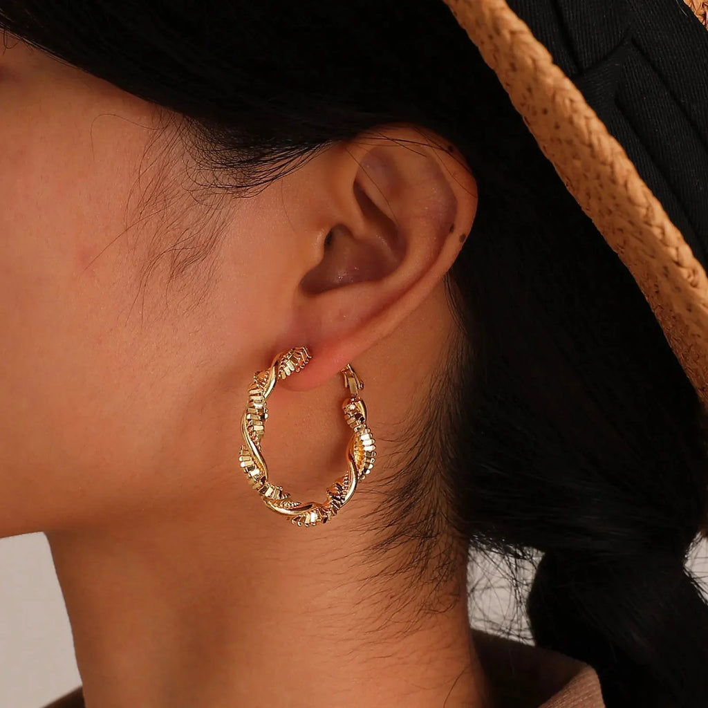 14k Deluxe Textured Spiral Hoop Earrings — product detail