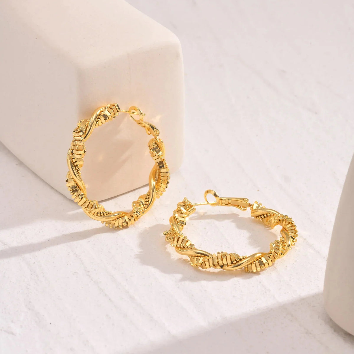 14k Deluxe Textured Spiral Hoop Earrings — product detail