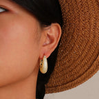 14k Intricate Half Diamond Hoop Earrings — product detail
