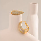 14k Intricate Half Diamond Hoop Earrings — product detail