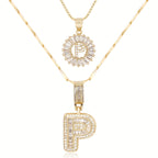 2pc 14k Sparkling Letter Initial Necklaces — product detail