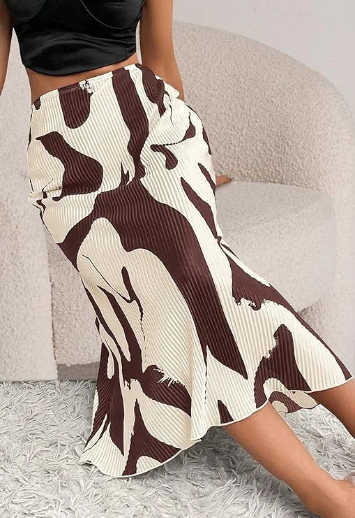 Abstract Edit Pleated Maxi Skirt