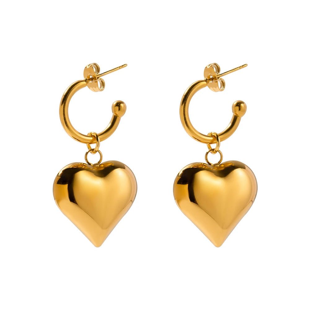 18k Dainty Heart Hoops Earrings — product detail
