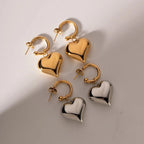 18k Dainty Heart Hoops Earrings — product detail
