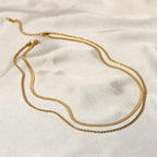18k Layered Herringbone & Rope Chain Necklace — product detail