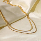 18k Layered Herringbone & Rope Chain Necklace — product detail