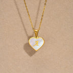 18k Pearl Heart Initial Letter Necklace — product detail