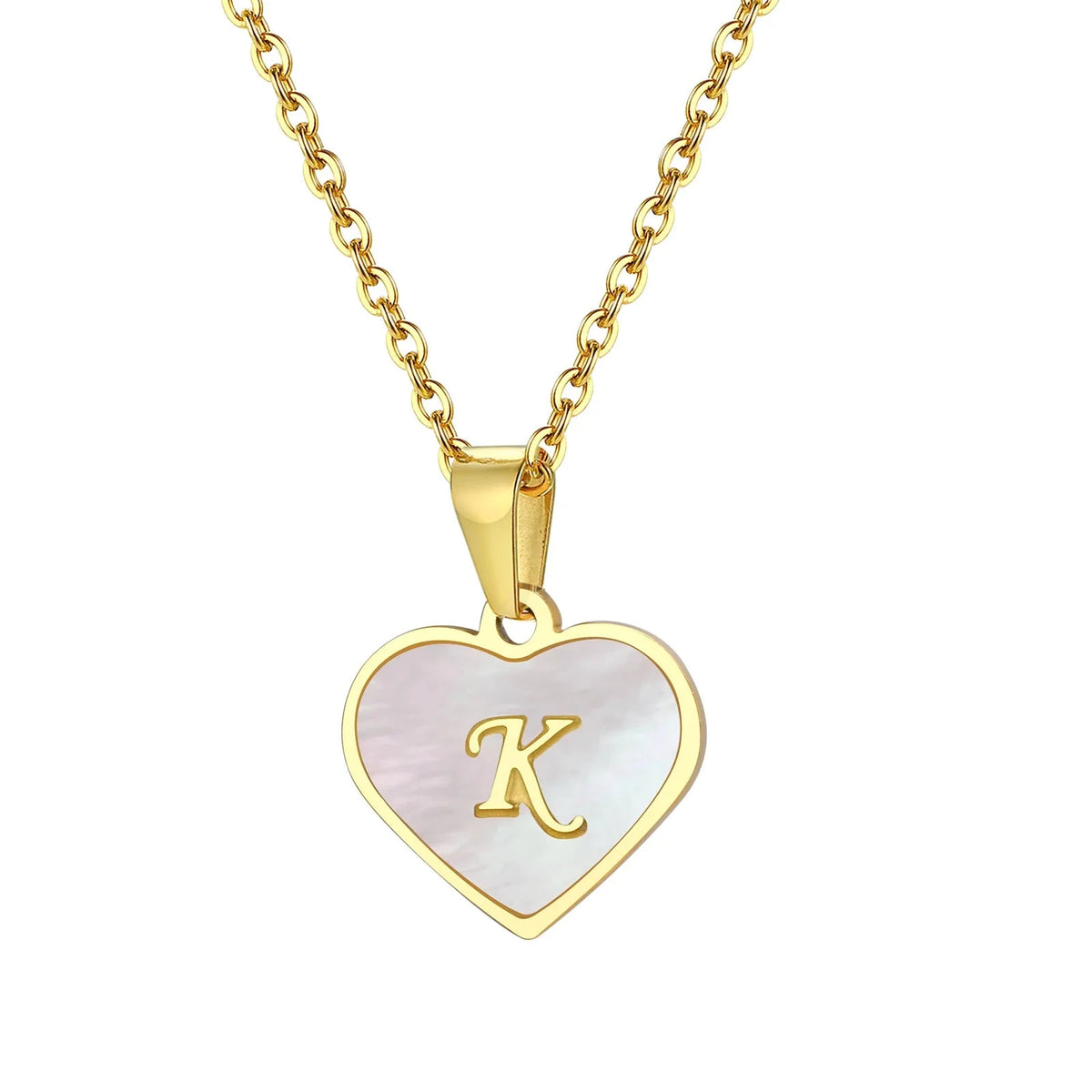 18k Pearl Heart Initial Letter Necklace — product detail