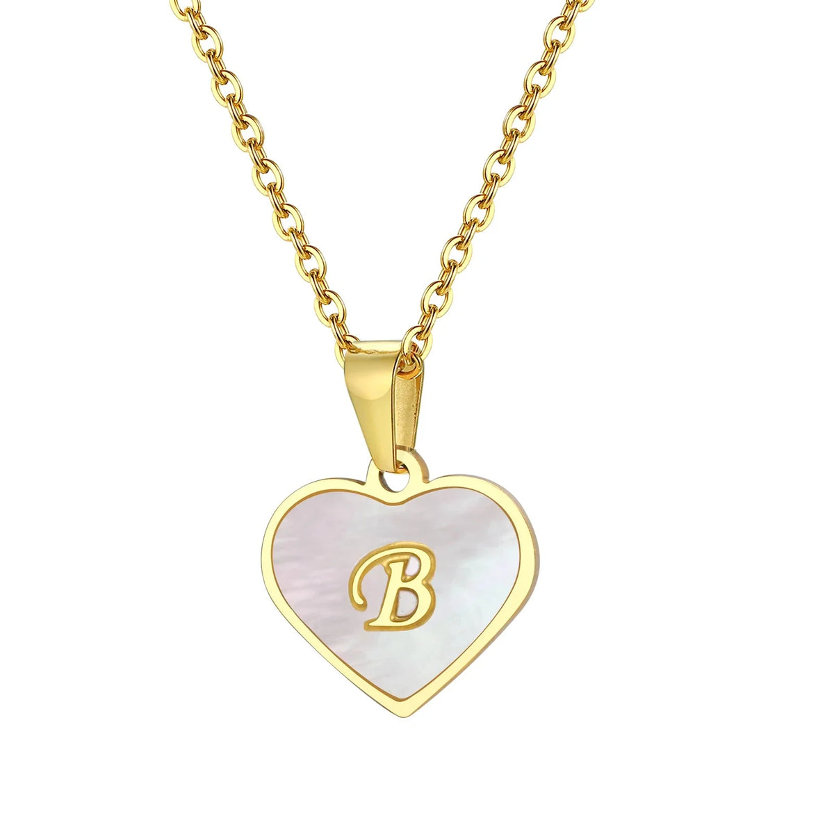 18k Pearl Heart Initial Letter Necklace — product detail