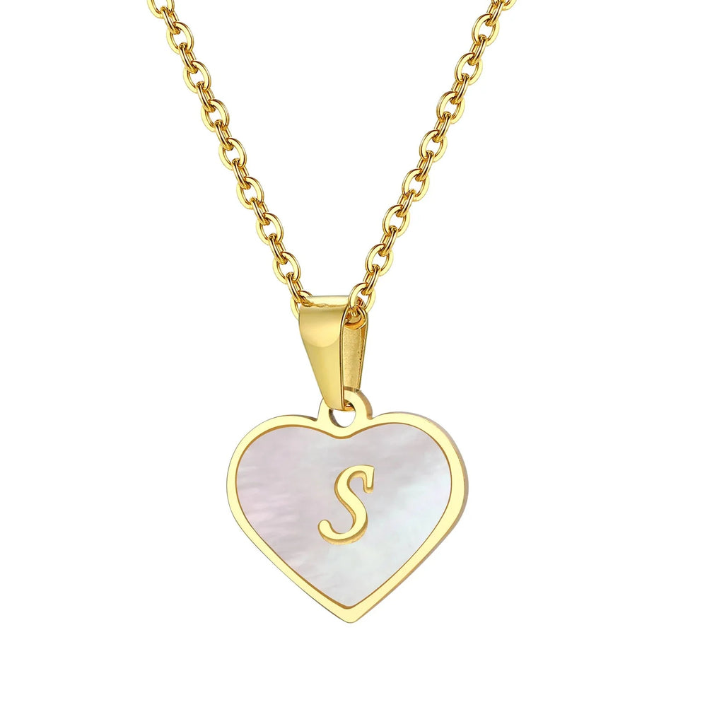 18k Pearl Heart Initial Letter Necklace — product detail