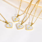18k Pearl Heart Initial Letter Necklace — product detail