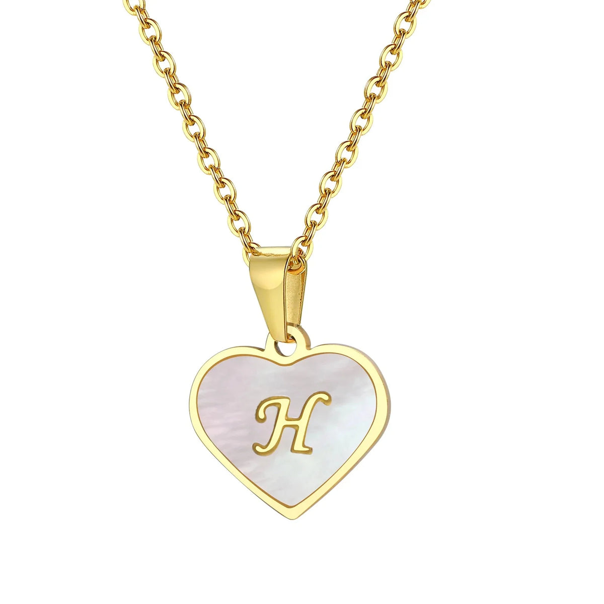 18k Pearl Heart Initial Letter Necklace — product detail
