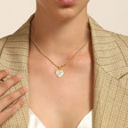 18k Pearl Heart Initial Letter Necklace — product detail