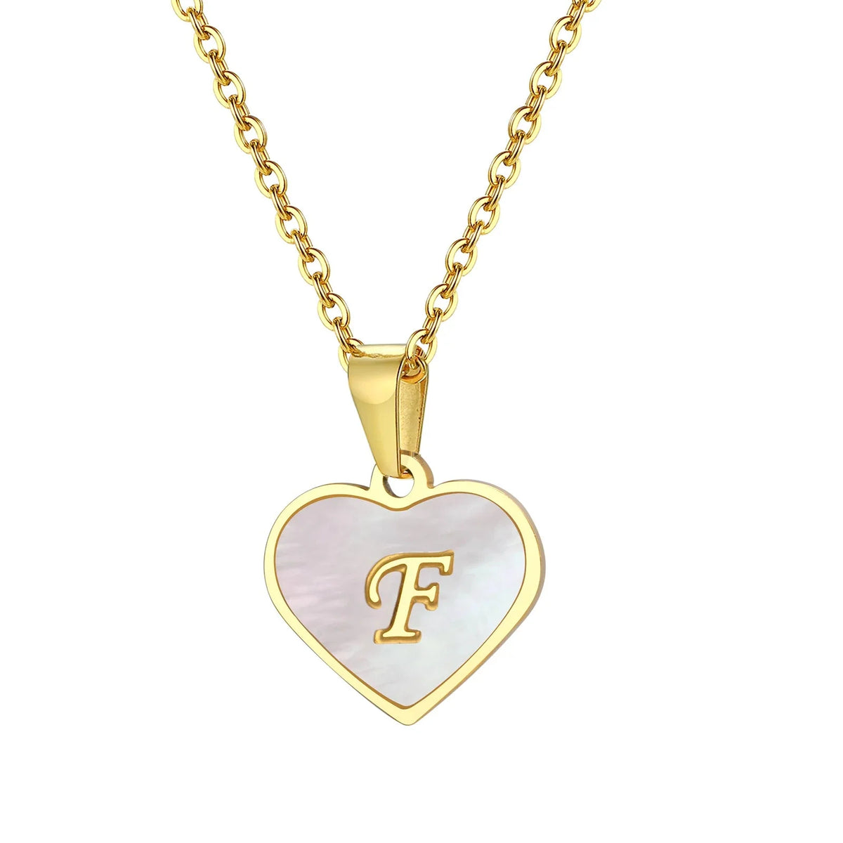 18k Pearl Heart Initial Letter Necklace — product detail