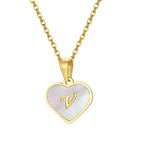 18k Pearl Heart Initial Letter Necklace — product detail