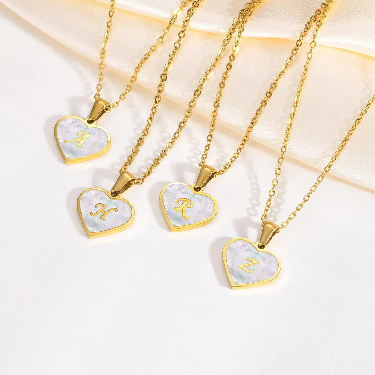 18k Pearl Heart Initial Letter Necklace — product detail