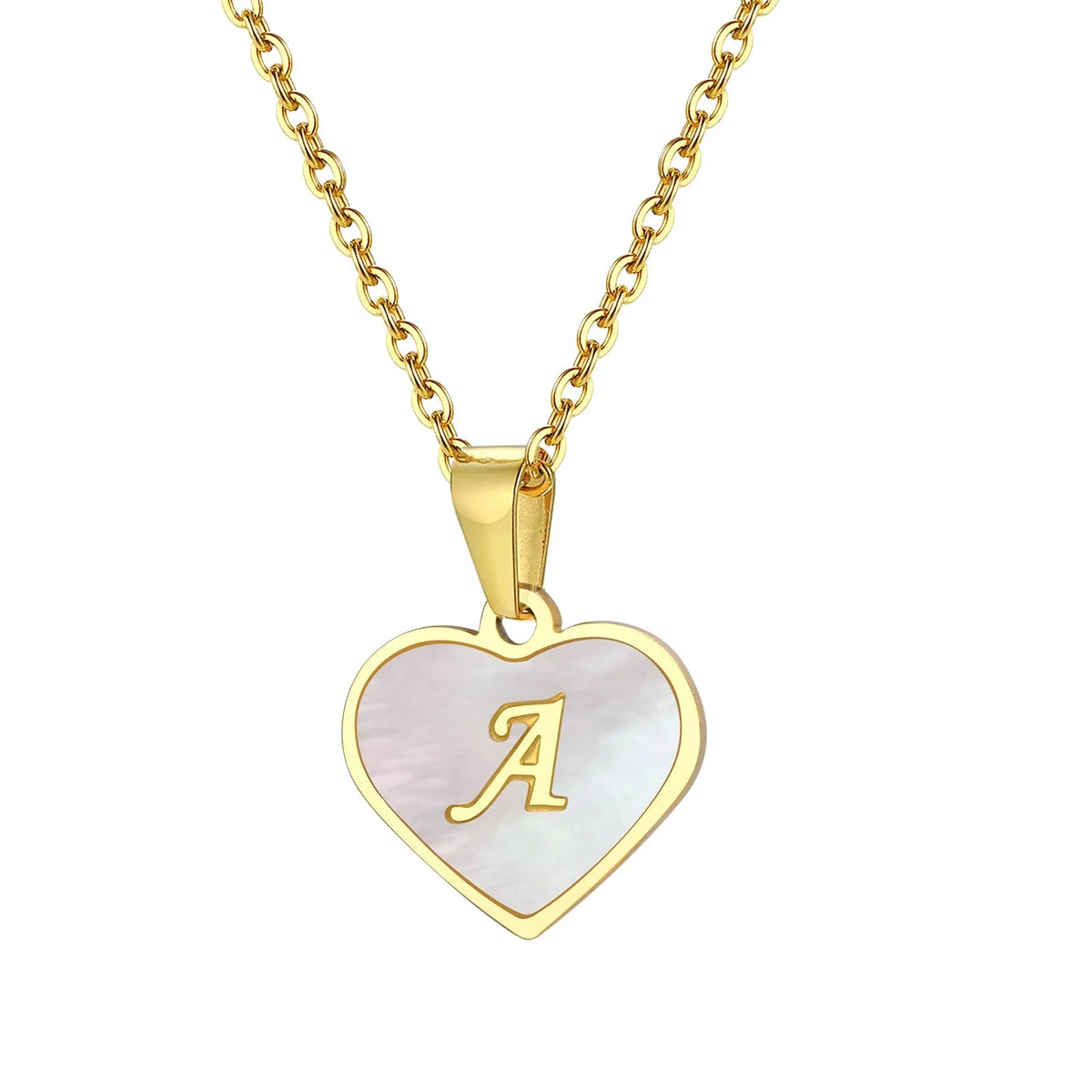 18k Pearl Heart Initial Letter Necklace — product detail