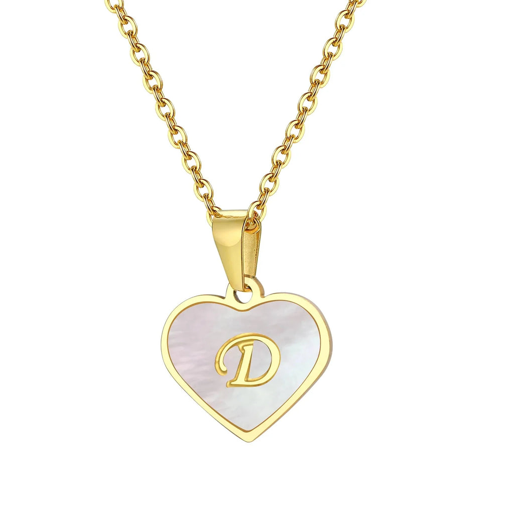 18k Pearl Heart Initial Letter Necklace — product detail