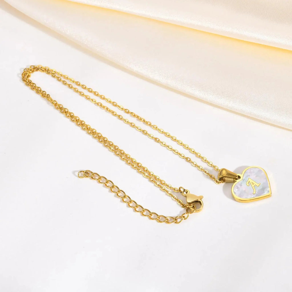 18k Pearl Heart Initial Letter Necklace — product detail