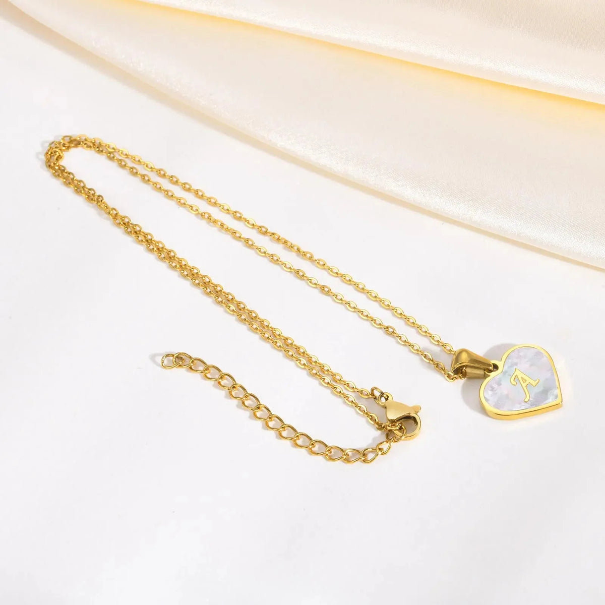 18k Pearl Heart Initial Letter Necklace — product detail