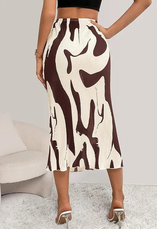 Abstract Edit Pleated Maxi Skirt