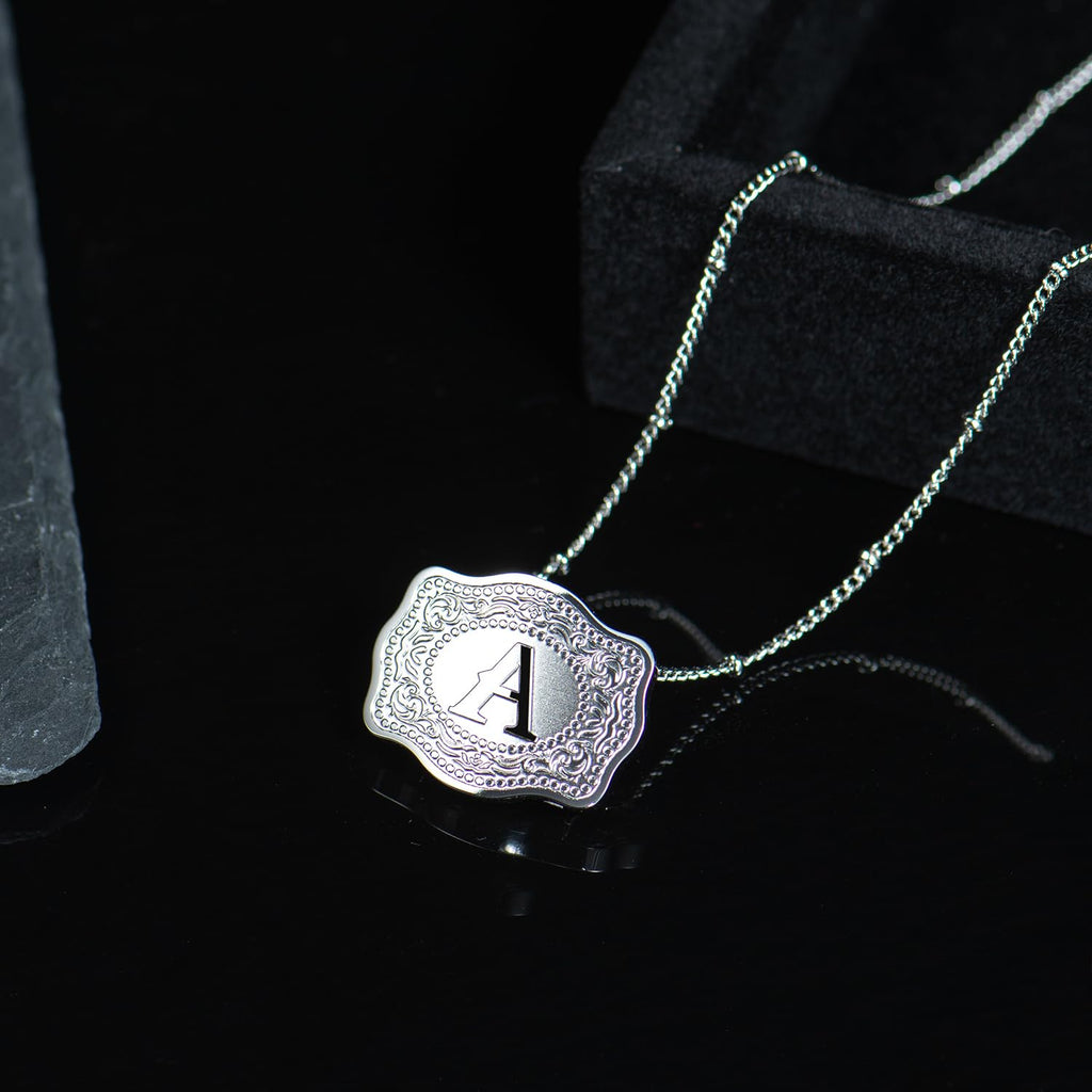 Dainty Belt Buckle Letter Initial Necklaces — product detail