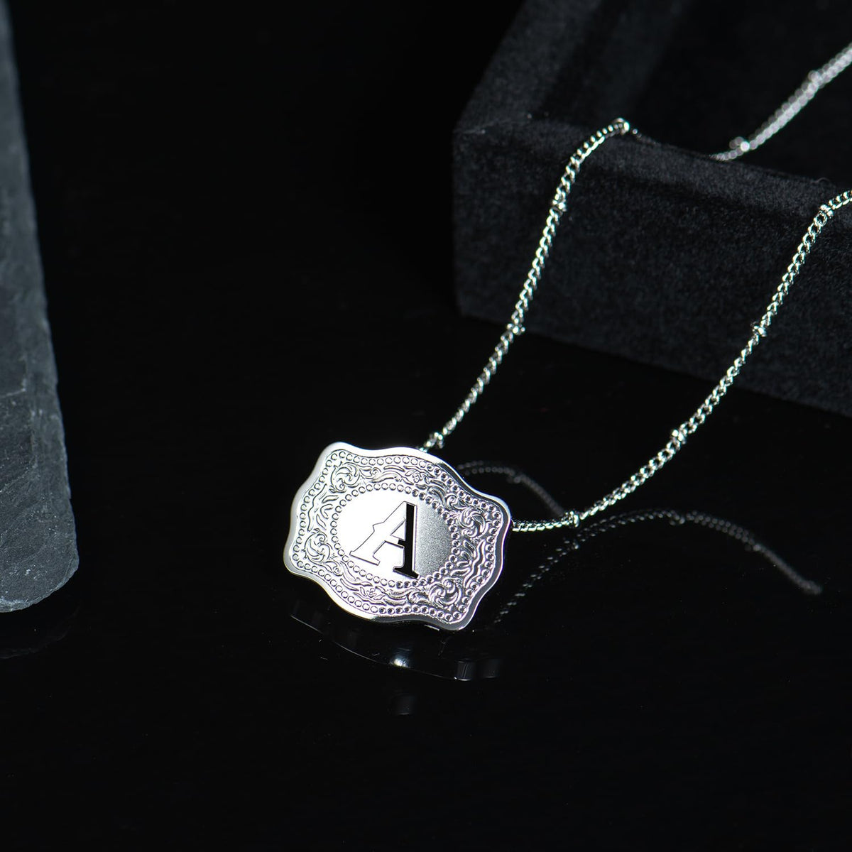 Dainty Belt Buckle Letter Initial Necklaces — product detail