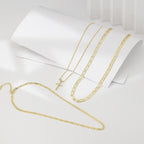 3pc 14k Layered Cross Necklace Stack — product detail
