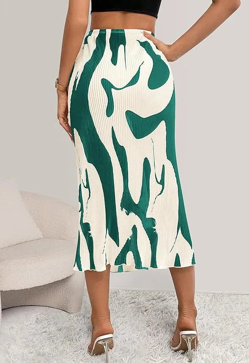 Abstract Edit Pleated Maxi Skirt
