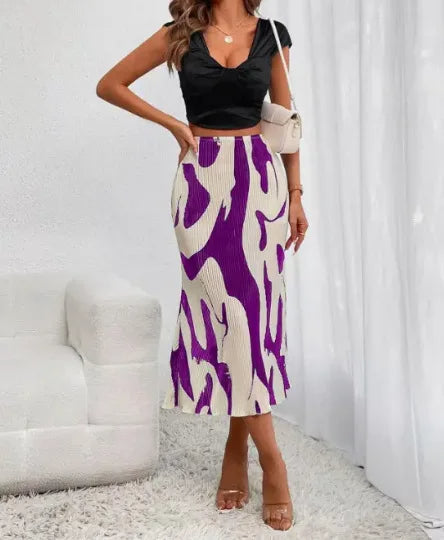 Abstract Edit Pleated Maxi Skirt