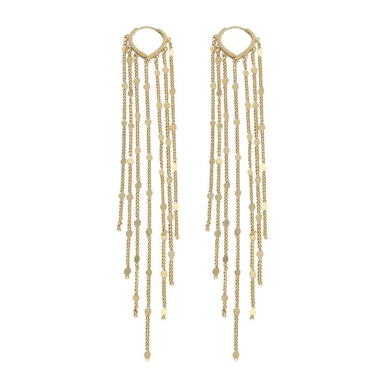 14k Tassel Chain Hoop Earrings — product detail