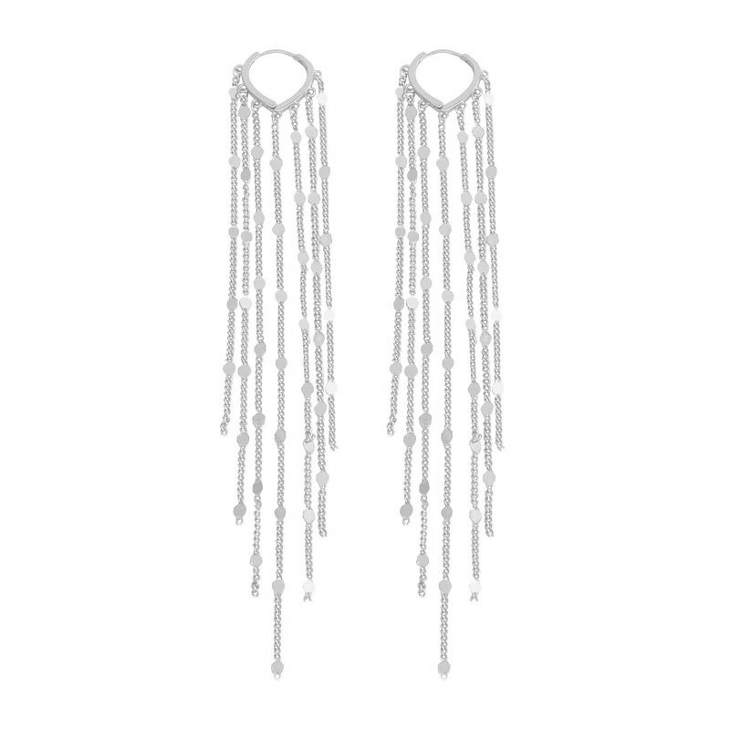 14k Tassel Chain Hoop Earrings — product detail