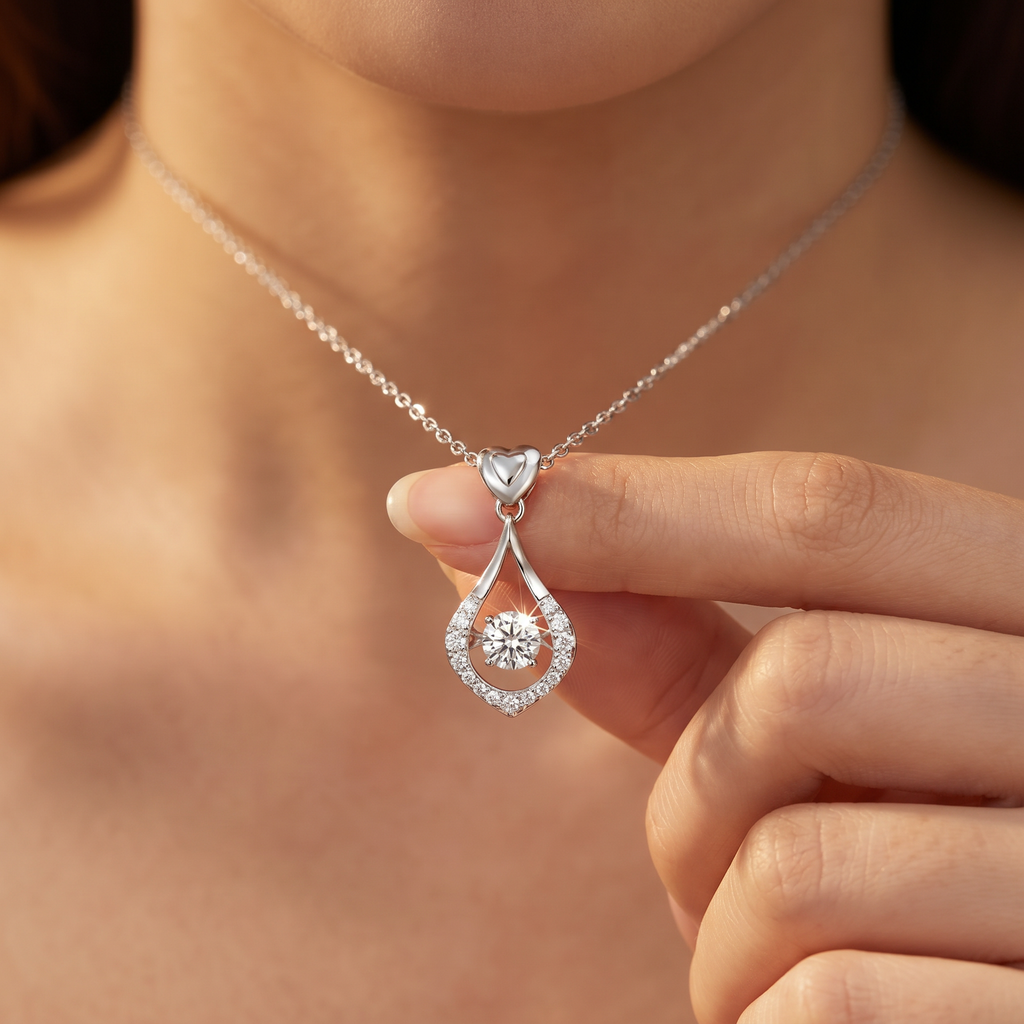 S925 Heart Sparkling Teardrop Necklace — product detail
