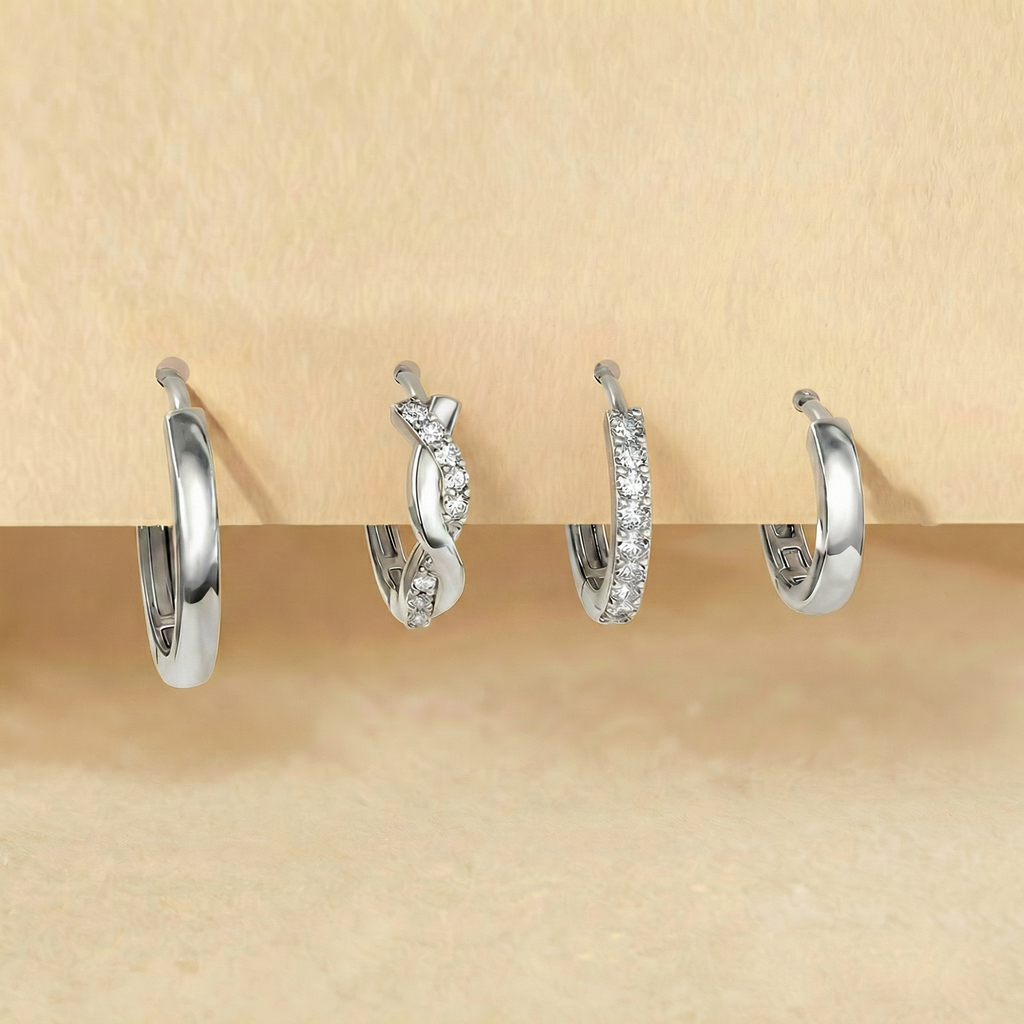 8pc Classic Huggie Hoop Earrings Set — product detail
